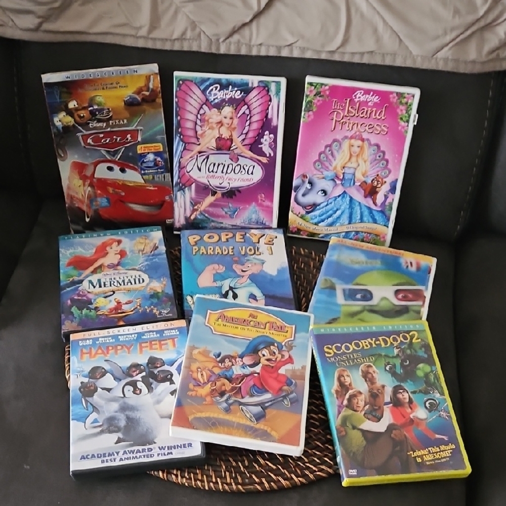 Assorted Kids Movie DVD Bundle - Pink & Blue Cases